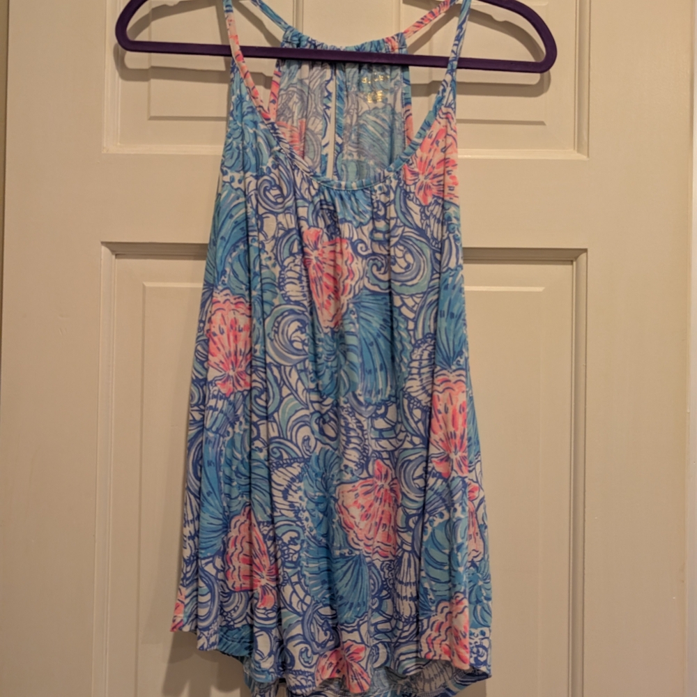 Lilly Pulitzer Lacy Tank Blue Haven Raising Shell Size Large